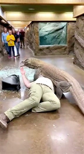 Zookeeper’s Worst Nightmare Giant Komodo Dragon Smashes Through Glass & Attacks!
