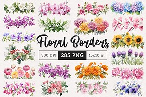 285 Floral Border PNG Flower Clipart Watercolor Summer Flowers Spring Floral Frame Borders Wildflower Sublimation Clipart Foliage Graphics - Etsy Canada