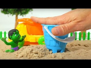 BABY HULK PLAYS WITH SAND ❤ Frozen Elsa & Superhero Babies Play Doh Cartoons For Kids