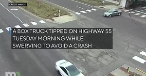 WATCH: Box truck tips after avoiding crash on Highway 55 in Golden Valley