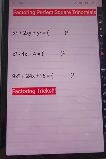 Factoring Perfect Square Trinomials#mathtrick #mathtutorial #mathtutorials #factoring #factoringtrinomials #factoringpolynomials #perfectsquaretrinomials #perfectsquaretrinomial #perfectsquare #trinomials #fyp #fypシ #foryou #foryoupage #foryourpage #mathsp#algebra #algebra1 #mathteacher #mathteachersoftiktok #mathematics #matheasy #mathsolution #grade7 #grade7math #grade8 #grade8math #grade9 #grade9students #grade9math #grade10 #grade10math
