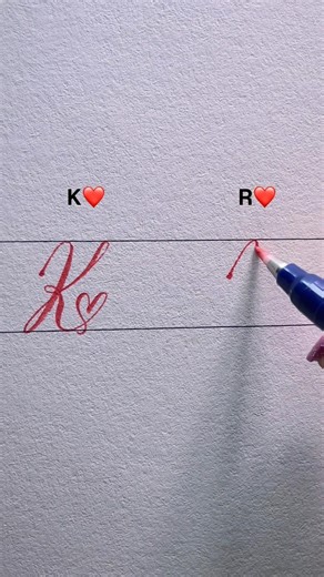 K&R Heart Font Tutorial #calligraphy #lettering #reels #viral #fypシ゚viralシ