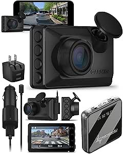 Wearable4U Garmin Dash Cam X110, Compact 1080p HD Dash Cam with a 140-degree Field of View, Built in Clarity Polarizer, Voice Controlled, GPS, 2.4" Display, Automatic Recording with Power Bank Bundle