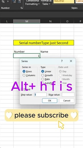 Serial Number in excel shortcut #excel #shortvideo