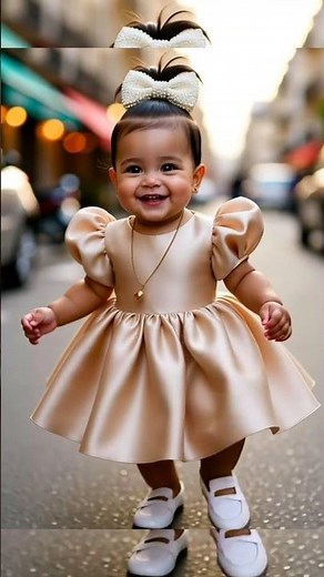 Realistic Baby Girl Fashion Model | Urban Chic Toddler Walk in Style 👗✨#shortfeed #kidsvideo#funny