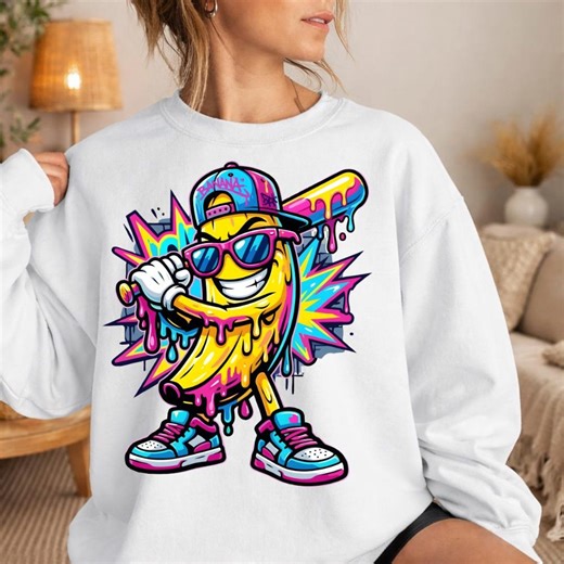 Funny Banana Baseball Player PNG, Cartoon Banana Slugger Mascot PNG, Dripping Neon Banana Baseball Sublimation Design - Etsy