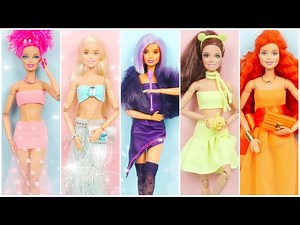 HOW TO MAKE DOLL CLOTHES - 5 DIFFERENT BARBIE STYLES
