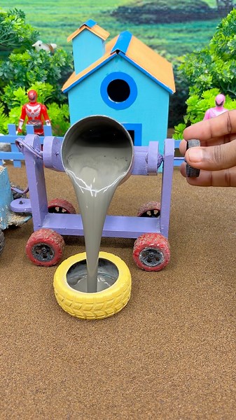 🚜 Mini Tractor Building a Concrete Pillar With Amazing Detail | DIY Construction 😱 #shorts
