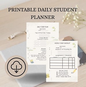 Printable Student Study Productivity Tracker Focused Learning Checklist Time Management Daily Academic Planner - Etsy Canada