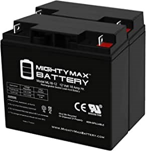 Mighty Max Battery ML18-12 - 12V 18AH 6-DFM-17 Task Force Mower Batteries Replaces 24V Battery - 2 Pack