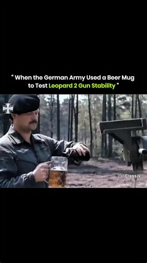Knowledge Matrix on Instagram: "The German Army once tested the Leopard 2 tank’s gun stabilization with a mug of beer placed on the barrel. The tank moved across uneven ground while the turret turned and the gun aimed at targets. The beer barely moved, showing how smooth and precise the stabilization system was. This test proved the Leopard 2’s ability to stay accurate on the move and demonstrated the level of control in its engineering. It remains one of the clearest examples of mechanical bala