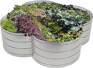 Sunnydaze Galvanized Raised Garden Bed - Metal Raised Bed for Gardening - Outdoor Planter Box for Flowers, Plants, and Vegetables - Silver - 12” H Clover