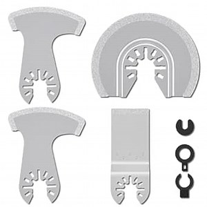 4Pcs Oscillating Multi Tool Diamond Blades Diamond Oscillating Saw Blades Tool Mortar Cutting Saw Blades Precise Cutting Segment Swing Semi Circle Saw Blade for Diamond grit Grout Removal (Package 1)