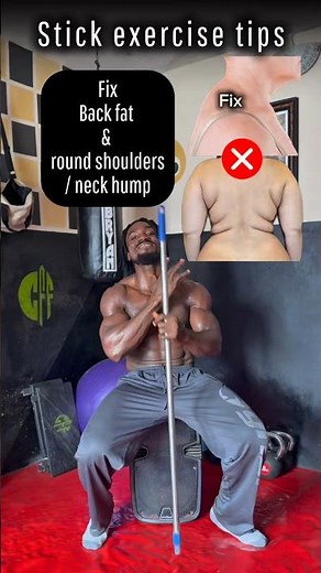 Helpful stick exercises to fix back fat, round shoulder & neck hump #fypシ゚ #exercise