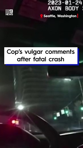 Sickening bodycam footage shows a Seattle cop laughing and joking after a 23-year-old Indian woman was struck and killed by a police cruiser as she was crossing a street near her university campus. #seattle #9News