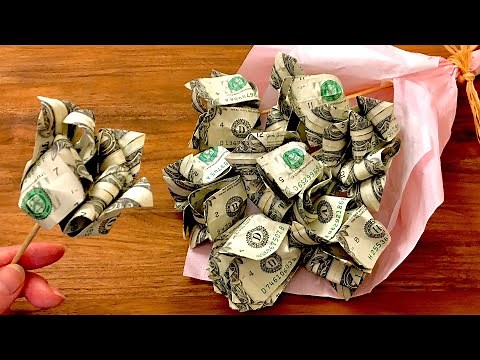 Easy Money Rose Flower Bouquet Tutorial 🌹 Dollar Origami Easy Rose Bouquet, Easy DIY Craft Gift Idea
