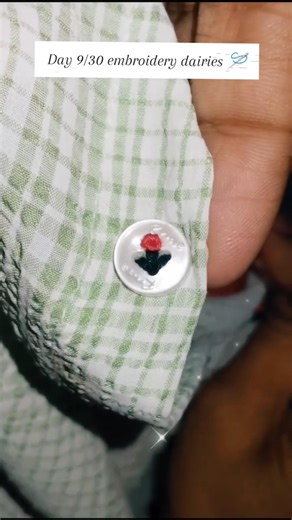 flowers🌹on shirt button 🪡 tutorial #handmade #embroidery #diy