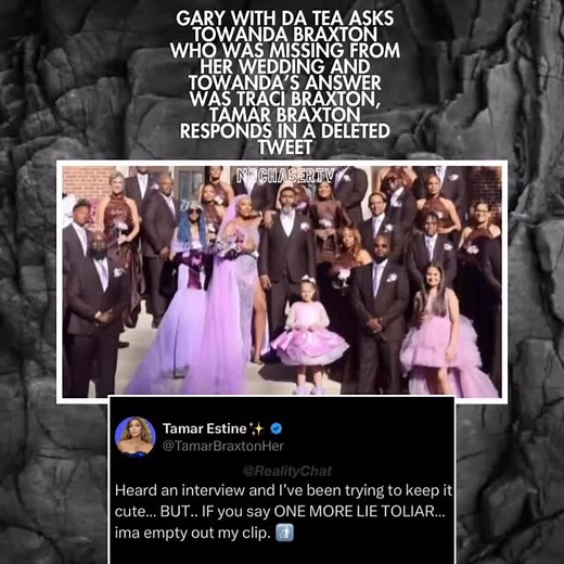 Tamar Braxton wasn’t happy in this deleted tweet captured by Reality Chat. She may have been referring to this interview done recently by Towanda and Trina Braxton on The Rickey Smiley Morning Show where Towanda talked about setting boundaries and the person missing from her wedding being her late sister, Traci Braxton. Tweet Source: @realitychat Interview Source: The Rickey Smiley Morning Show #realitytv #thebraxtons #tamarbraxton #towandabraxton #rickeysmiley | No Chaser TV Back Up