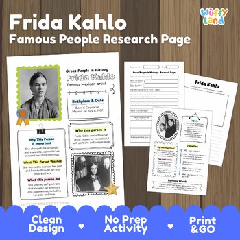 Frida Kahlo Biography Research Project | Hispanic Heritage Month Activity Art