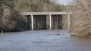 Georgia Chattahoochee River Park Zoom out from the I75 Bridge over the Chattahoochee River