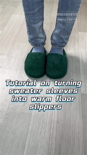 DIY Floor Slippers from Sweater Sleeves Tutorial