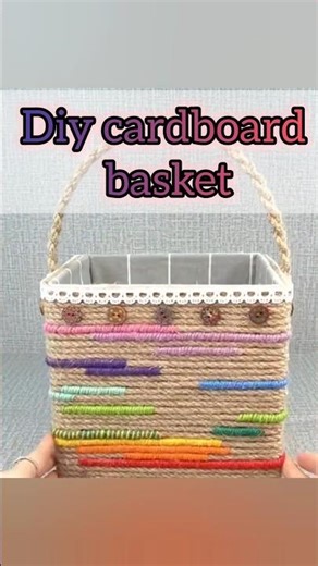 DIY cardboard basket 🗑️#diy #handmade #art #homedecor #craft #home #box