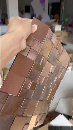 3D Copper Mosaic Tile Showcase | Textured Metallic Accent