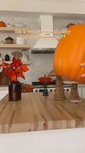 I made a little pumpkin cottage! Last year I carved a real pumpkin and added a fairy door, but this year I wanted to try a faux carvable pumpkin since they last longer and it turned out so cozy and cute! The faux carvable pumpkins get a little messy when cutting them so next time I’d probably put something under it to catch everything. I think I’ll try to expand on this next year and add a new one each time to create a little pumpkin city! #halloweendecor #falldecor #fallseason #cozyhome #living