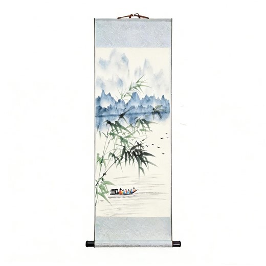 Original Chinese Ink Wash "bamboo River Cruise" | Hand-painted Scroll | 20-year Master Artist | Unique Landscape - Etsy