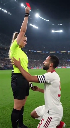 Red Card… then he PROPOSED to the Referee 💍⚽️ #shorts #soccer