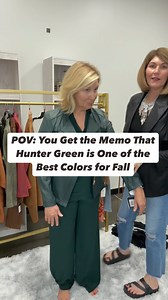 Hunter Green is the *unofficial* color of the year, and our clients can’t get enough of it! It’s such a beautiful, rich fall color that seems to work on most skintones. And it’s perfect for creating a monochromatic look like this one! Chandler Pants Classic Liquid Leather Jacket Carmen Wrap Top All from ShopstyleFinder.com #fashion #makeover #midlifemakeover #midlife #midlifewomen #transformation #beforeafter #beforeandafter #findyourstyle #howtostyle #styleover50 #clothes #fashiontiktok #fashio