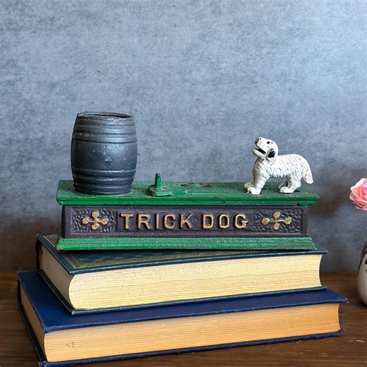 Vintage Cast Iron Trick Dog Mechanical Coin Bank, Antique Reproduction Dog, Barrel Bank Pull Lever Action Penny Bank Collectible Toy - Etsy Canada