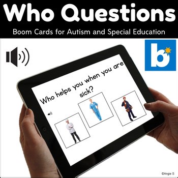 Who Questions BOOM CARDS™ Digital Resource Wh Questions Special Ed