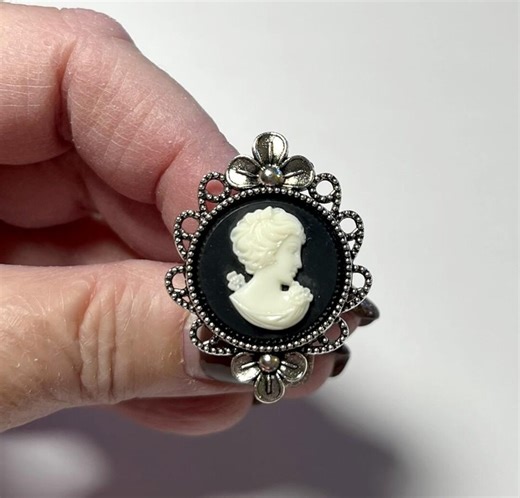 Cameo Ring, Female Face Cameo Ring, Vintage Style Ring, Cameo Jewelry, Flower Ring, 20mm - Etsy