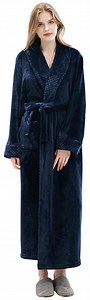 Robes for Women, LOFIR Long Womens Robes, Soft Fluffy Fleece Bath Robe with Front Pocket, Winter Warm Plush Lapel Women's Robes, Adjustable Belt, Dark Blue, L/XL - Walmart.com
