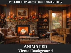 ANIMATED Cozy Thanksgiving Cabin Background Video Loop, Fall Streaming Animated Scene for Professionals, Work From Home Zoom Background - Etsy New Zealand