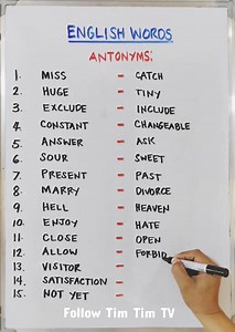 English Words: Antonyms: miss - catch https://youtube.com/@timtimtv1125 | Tim Tim TV