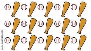 HQ Looped Video Baseball Bats Hitting Baseballs Cartoon Design Animation Background Overlay with Alpha Embedded UHD 4K