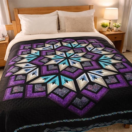 Starburst Quilt Pattern PDF | Mystic Radiance Geometric King Size Quilt (101x101 Inches) - Etsy Australia