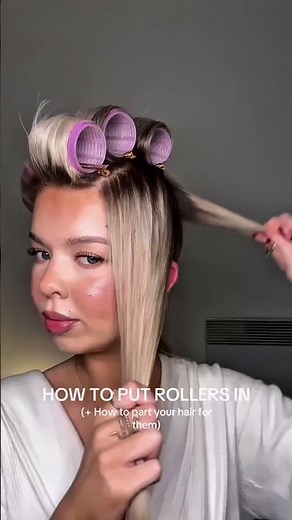 How to put rollers in and part your hair for them 👆