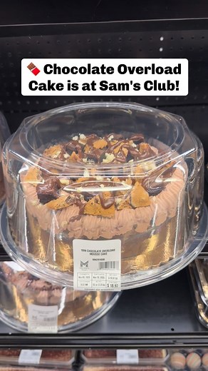 🍫 Chocolate lovers, this one’s for you! The NEW Chocolate Overload Cake features layers of rich chocolate cake, mousse, cookies, and brownies on top 😍 Serves up to 16 - perfect for parties or anytime you need a sweet fix! $18.97. #samsclub #samsclubfinds #chocolatecakes | Sam’s Club Lovers