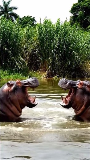 Vicious Hippo Fight Completion 🦛 🫣 #shorts #viral #youtubeshorts #viralshorts
