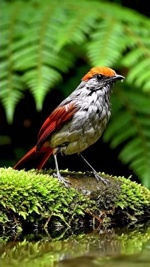 Splashy Time! 💦 Cute Red Bird Taking a Bath 🛁 #shorts