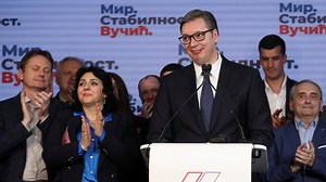Serbia's incumbent President Vucic declares landslide victory