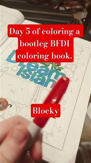 Day 5 of coloring a bootleg BFDI coloring book: Blocky. #bfdi #bootleg #shorts