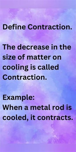 Define Contraction❄️📉#definition #define #heat #lose #cools #contracts #volume #size #object #viral