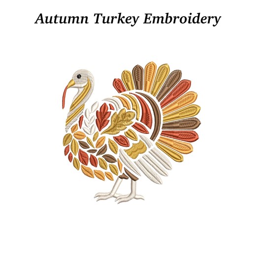 Autumn Turkey Embroidery Design, Fall Harvest Bird Pattern, Thanksgiving Digital Embroidery File, EMB Included - Etsy