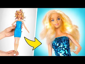 Criando Uma Roupa de Festa Para Uma Boneca || Cabelos Cacheados & Vestido Brilhante