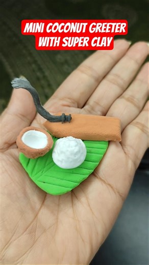 how to make mini coconut greeter || coconut with super clay #shorts #ytshorts #trending #viral