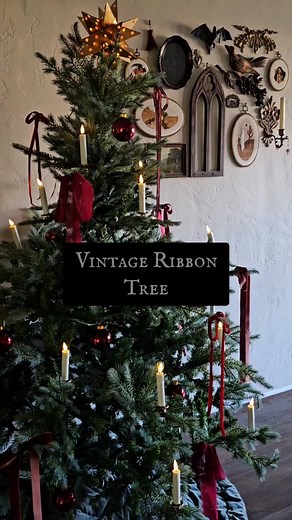 Quick Diy Ribbon Tree #yule #yuletide #darkyule #ribbontree #yulediy #witchesoftiktok #victorianchristmas #christmasribbontree #vintagechristmas #darkchristmas
